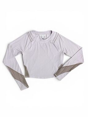 Athleta Ignite Top Lavender Gray Mesh Panel Crop Athletic Top Medium